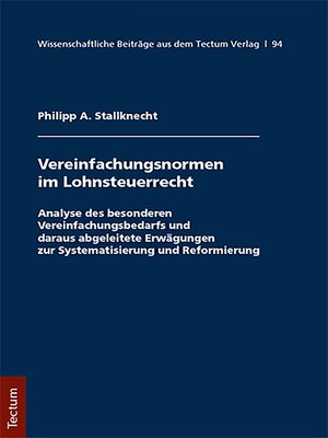cover image of Vereinfachungsformen im Lohnsteuerrecht